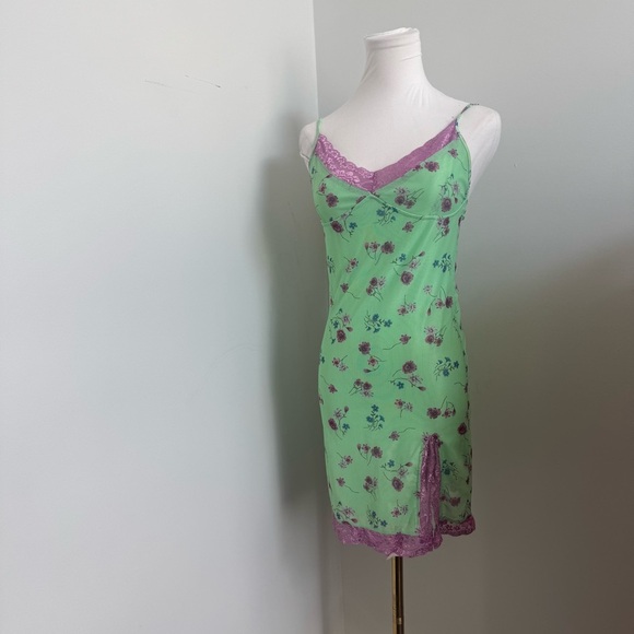 Motel Green Floral Lace Slip Dress | Y2K Fairycore Coquette Mini M - Picture 5 of 7